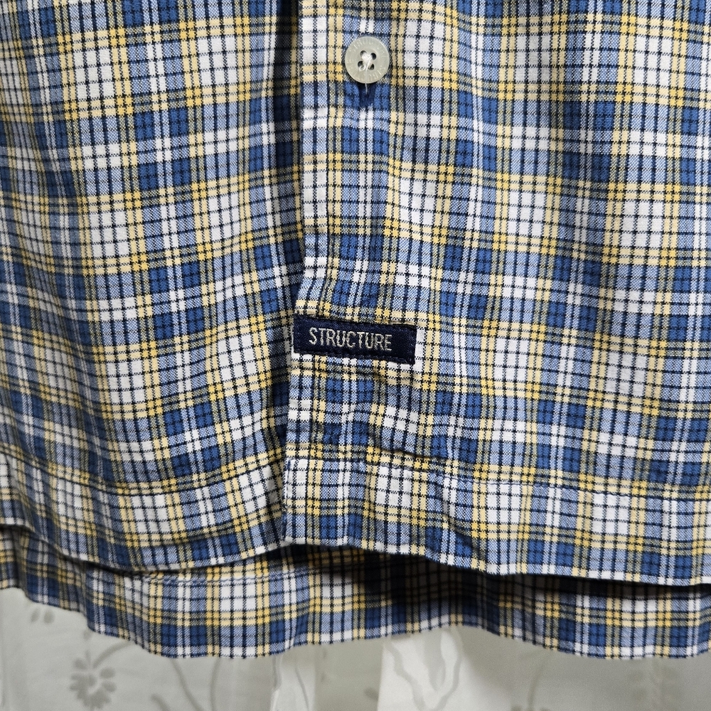 Structure‎ Plaid Short Sleeve Button Up Men’s Large 90s Y2K Plaid Button-Up - Picture 3 of 9